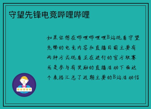 守望先锋电竞哔哩哔哩
